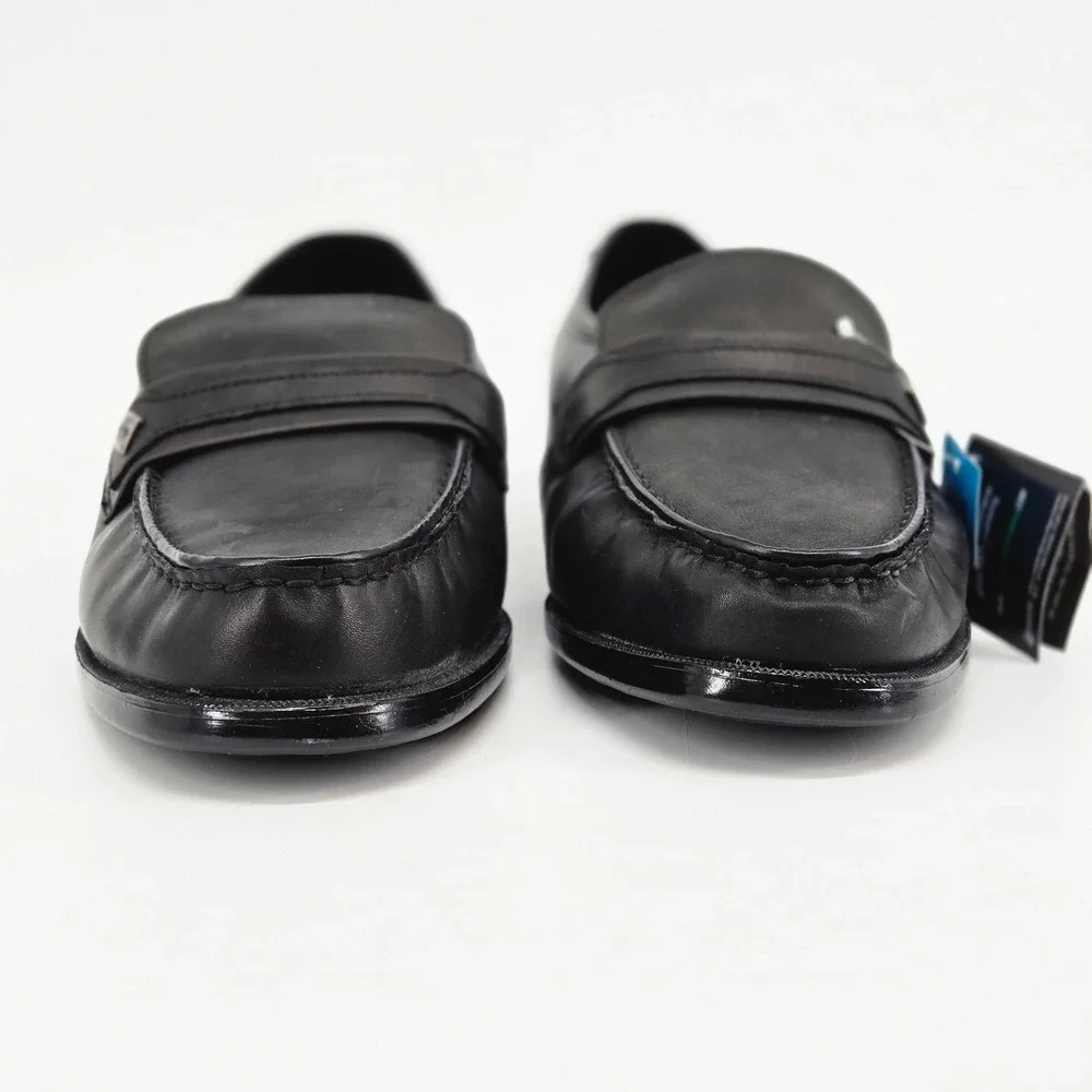 Thom McAn Men Black Leather Poron 4000 Penny Loafers Dress Shoes 10W NWT Y2K